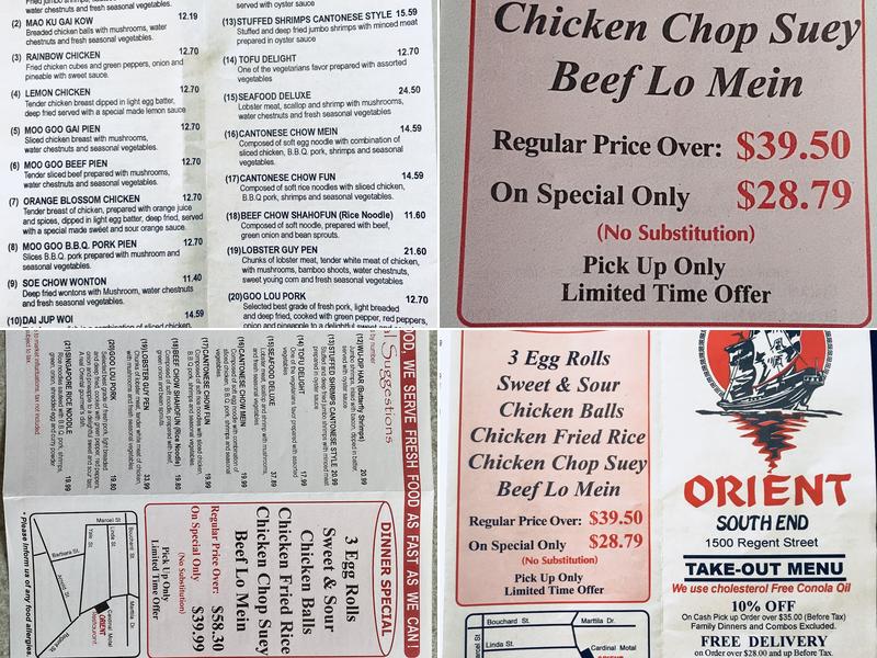 Orient Restaurant Menu