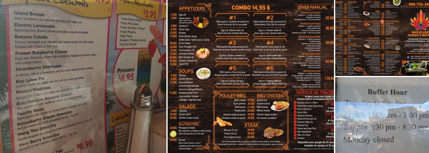 Maple Leaf Queen's Buffet Menu