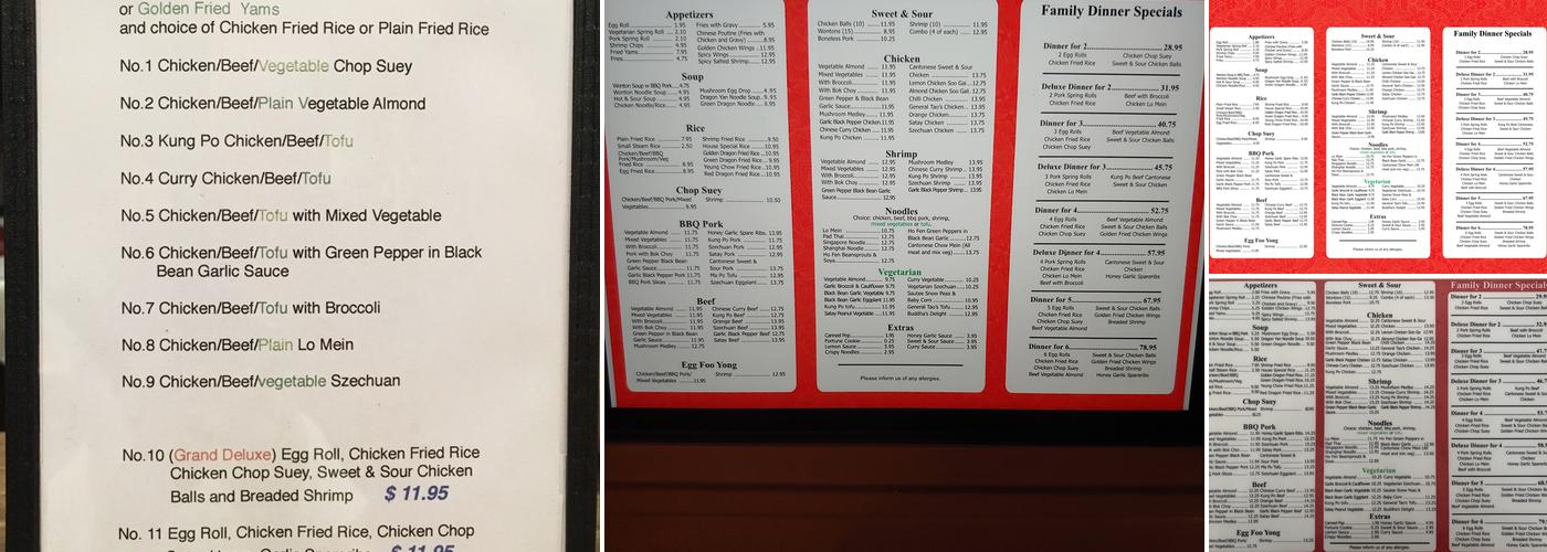 Dragon Yan Menu