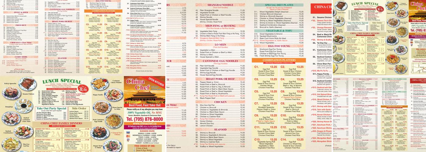 China Chef Menu