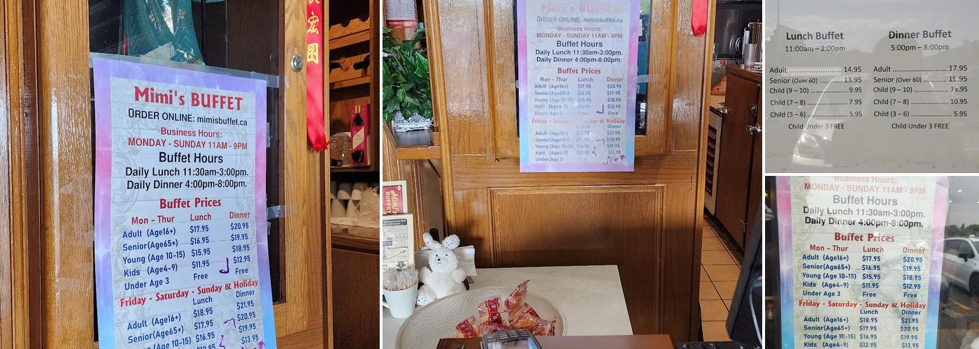 Mimi's Buffet Menu