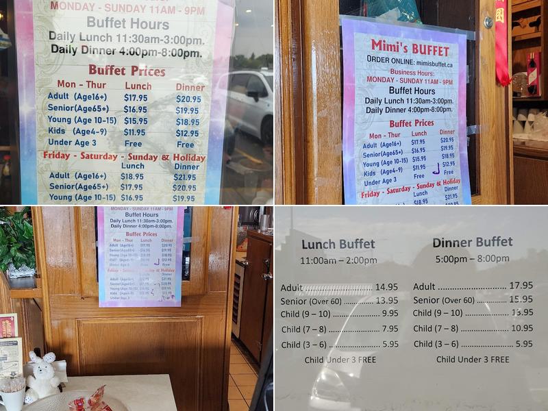 Mimi's Buffet Menu