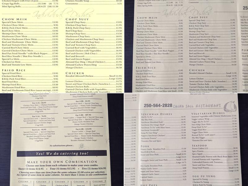 China Sail Restaurant Menu