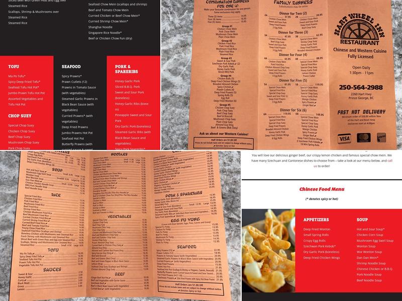 Hart Wheel Restaurant Menu