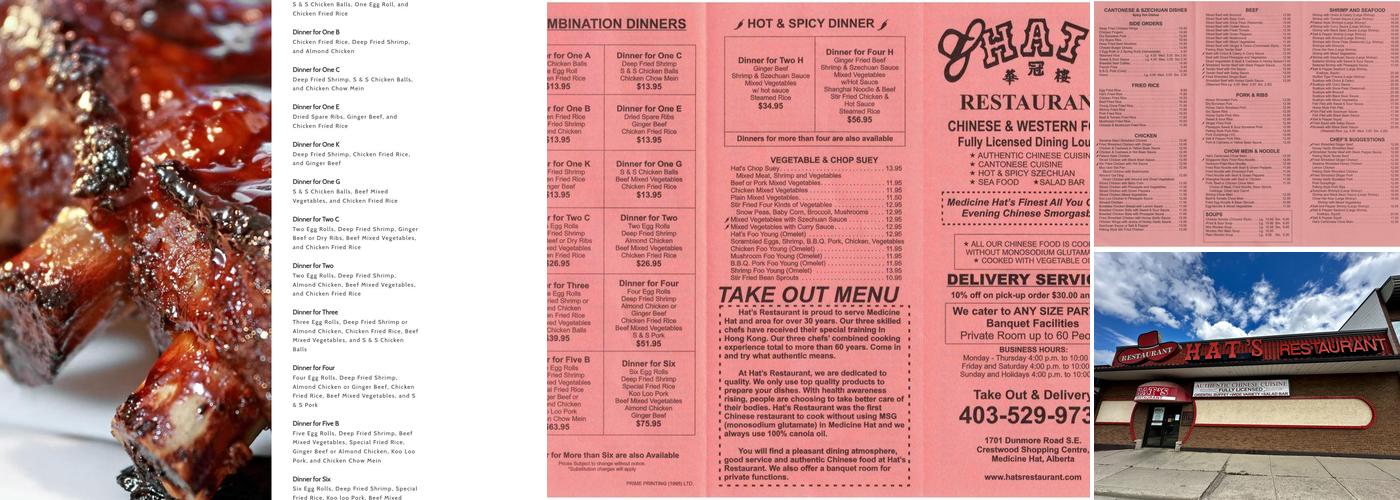 Hat's Restaurant Menu