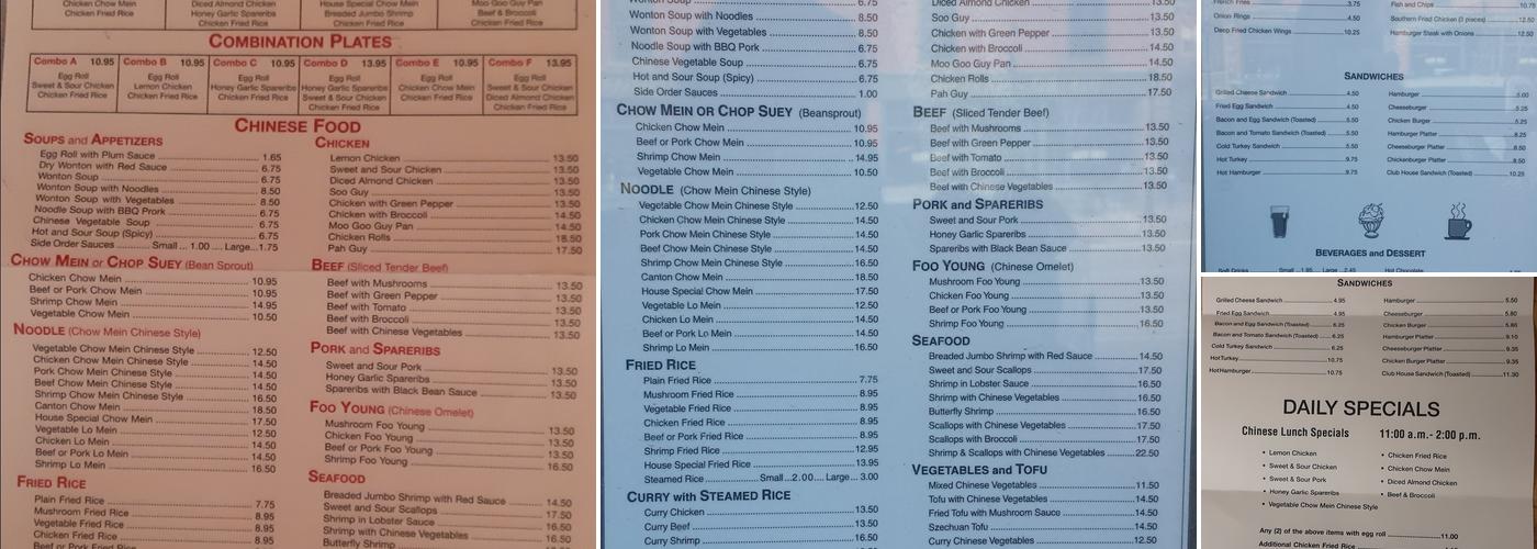 Canton Cafe Menu