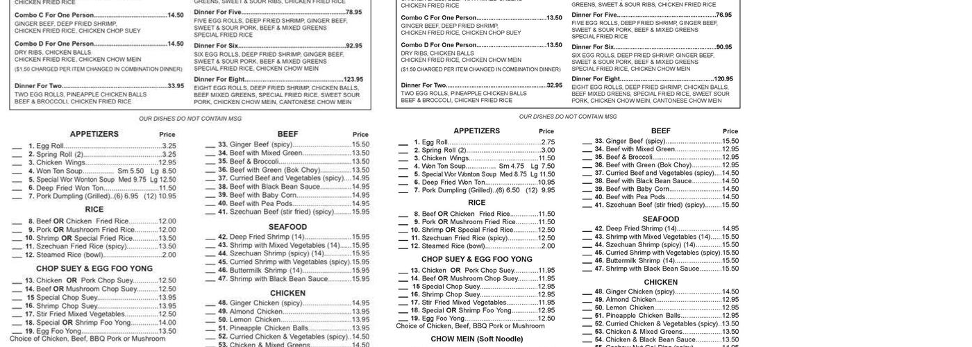 Wally's Kitchen Menu