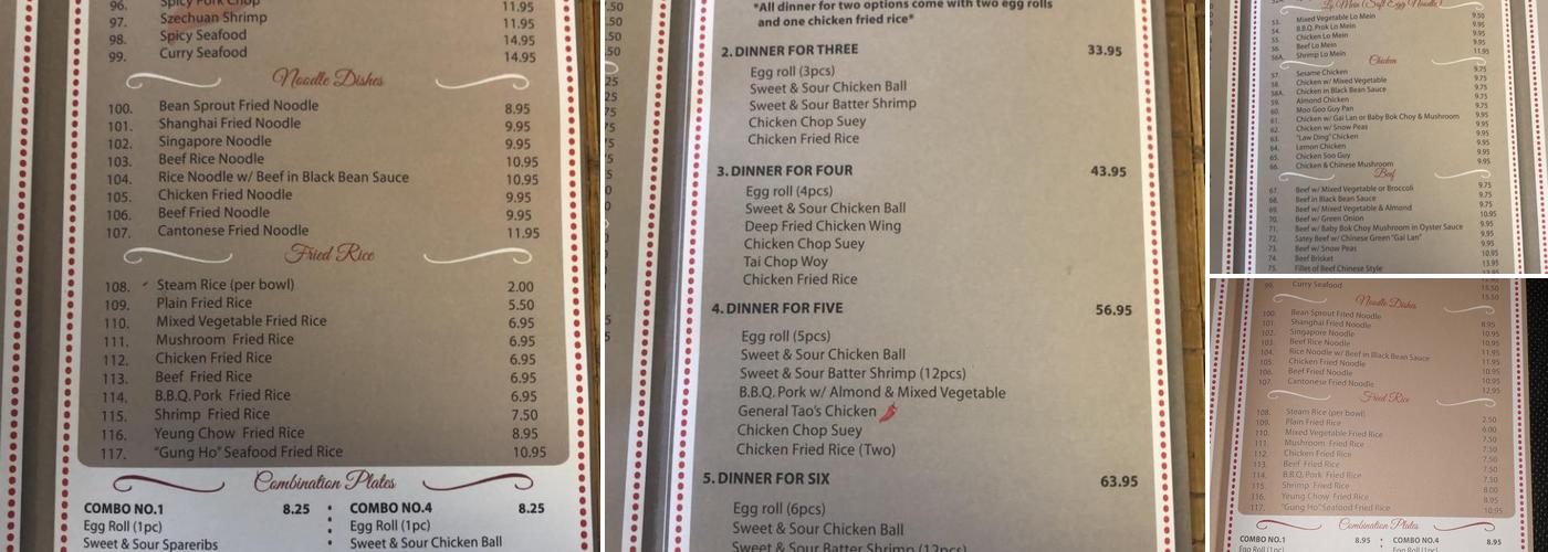 Gung Ho Menu