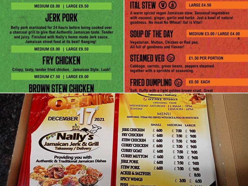 Nally's Jamaican Jerk & Grill Menu