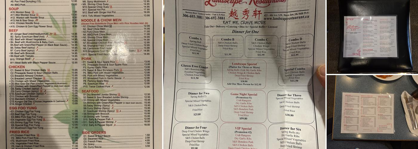 Landscape Restaurant Ltd Menu