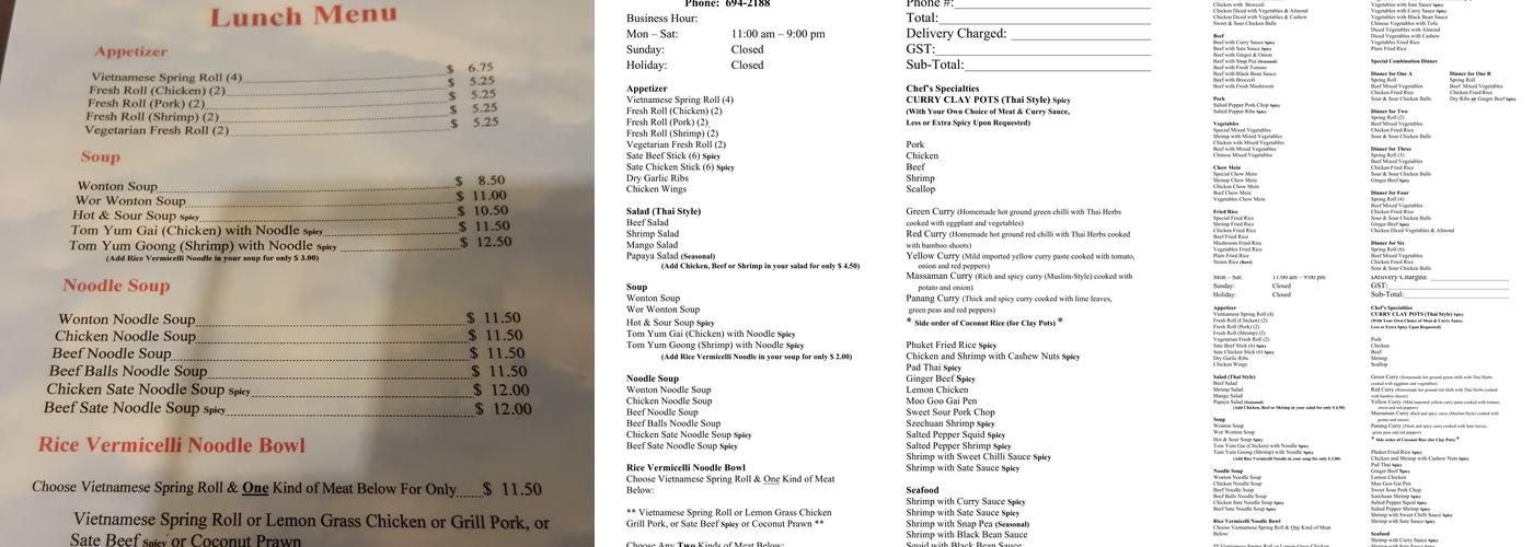 Saigon 75 Menu