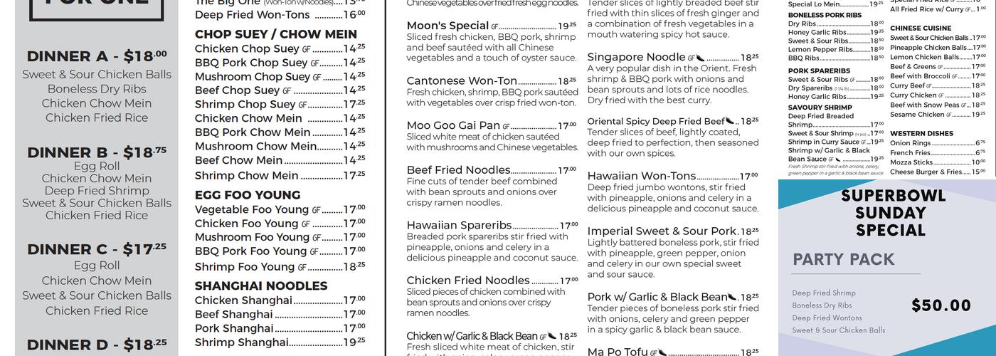 Moon's Kitchen Menu