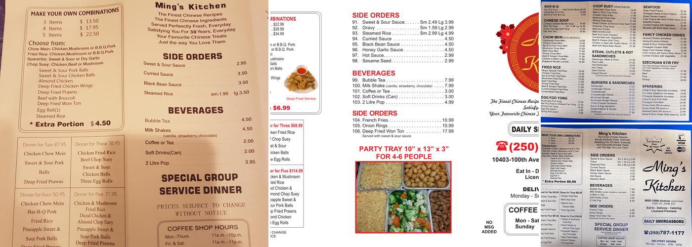 Mings Kitchen Menu