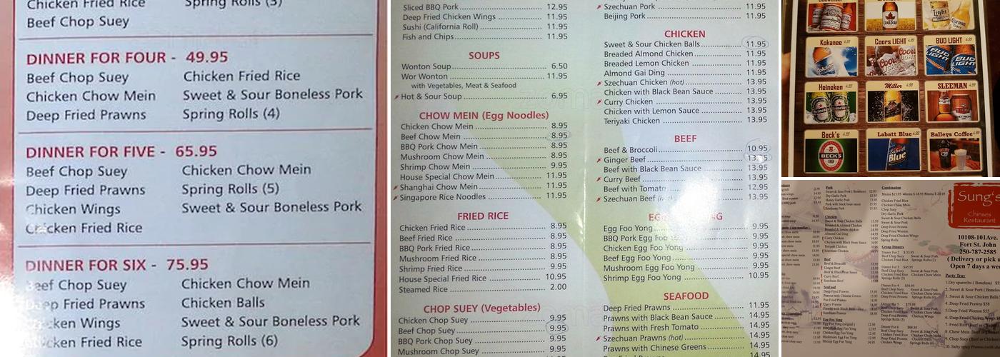 Sung's Menu