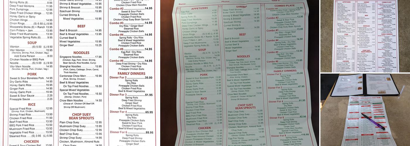 Sing & Kim Restaurant Menu