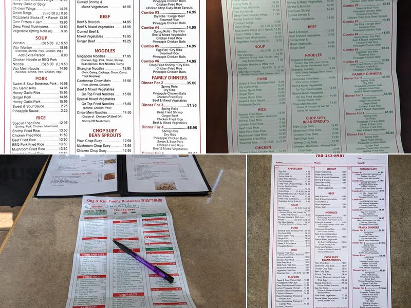 Sing & Kim Restaurant Menu