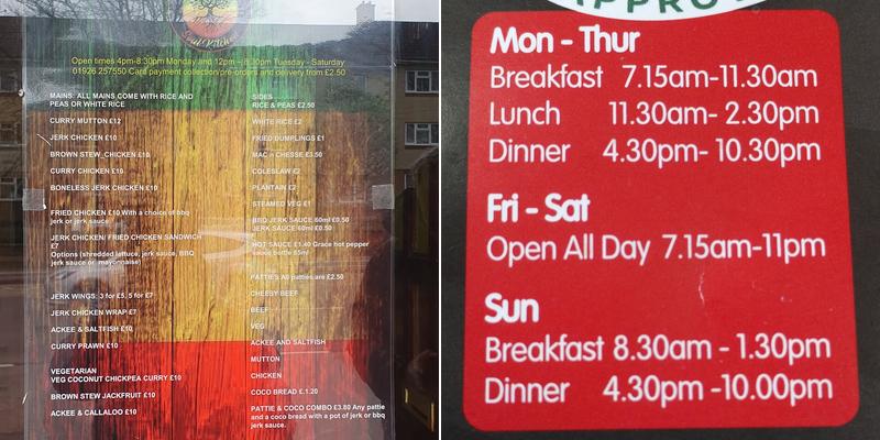 Tachbrook Fishbar and Diner Menu
