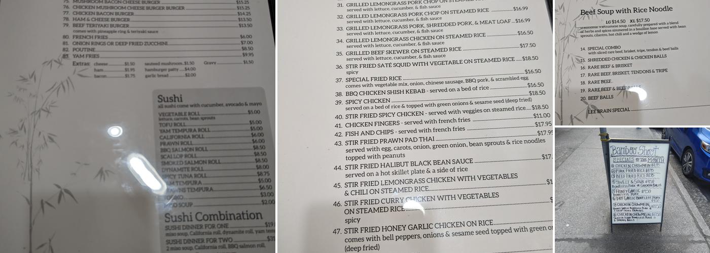 Bamboo Shoot Menu