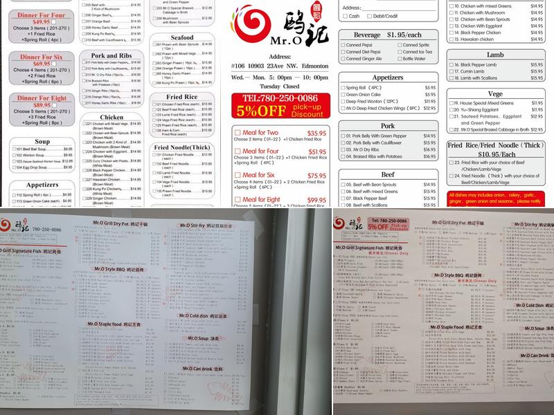 Mr.O Grill Menu