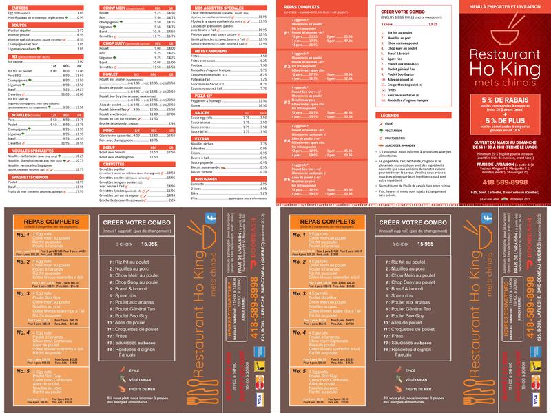 Restaurant Buffet Ho-King Menu