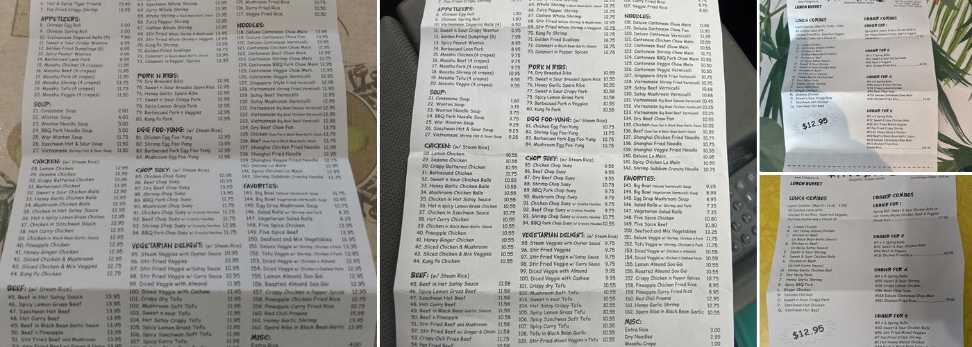 Five Spice Restaurant Menu