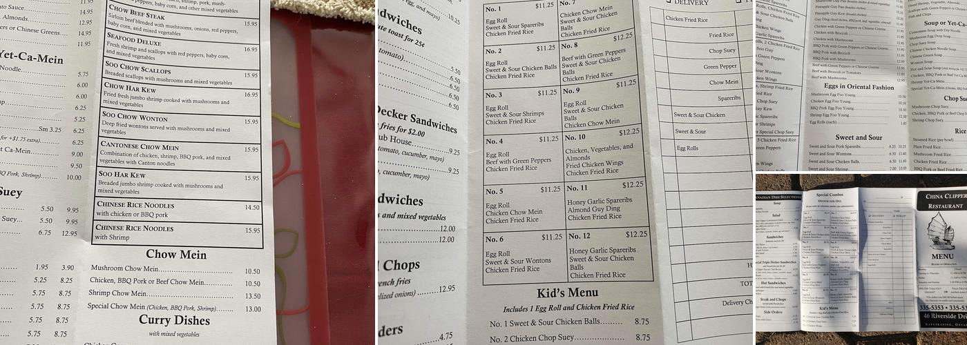 China Clipper Restaurant Menu