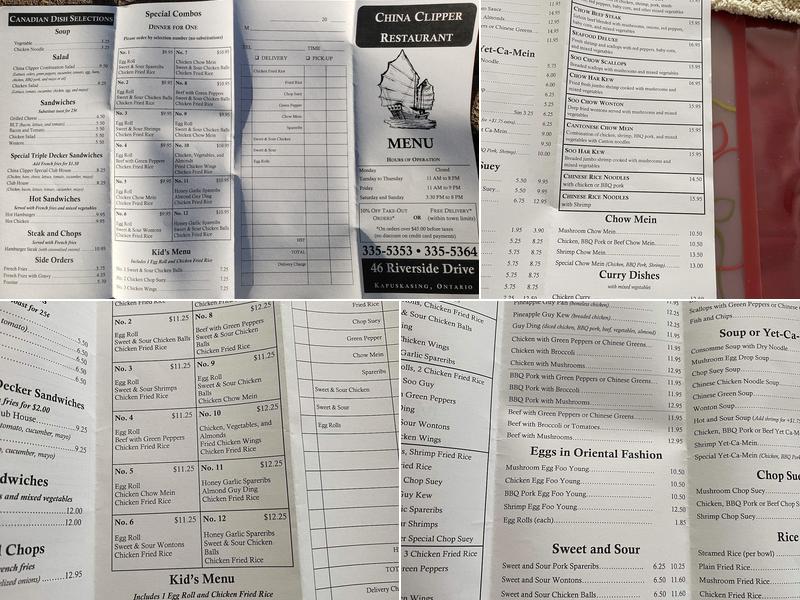 China Clipper Restaurant Menu