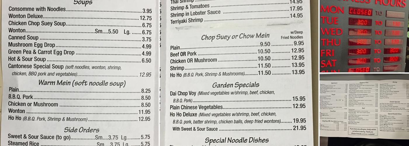 Ho Ho Chinese Restaurant Menu