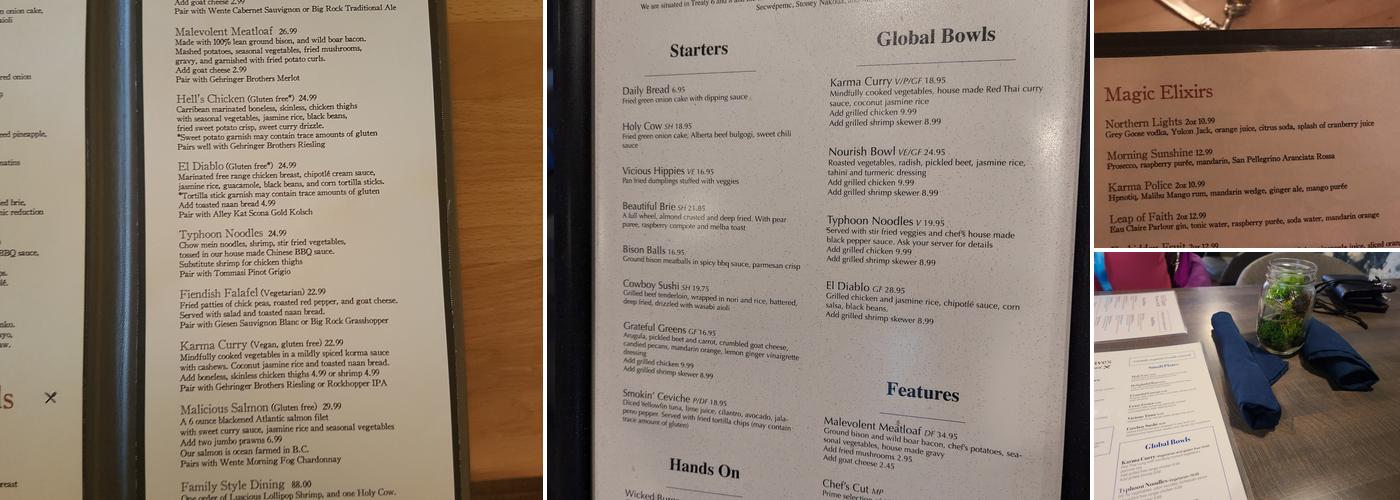 Evil Dave's Grill Menu