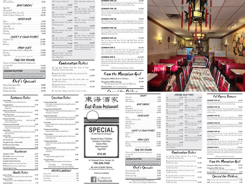 East Ocean Restaurant Menu