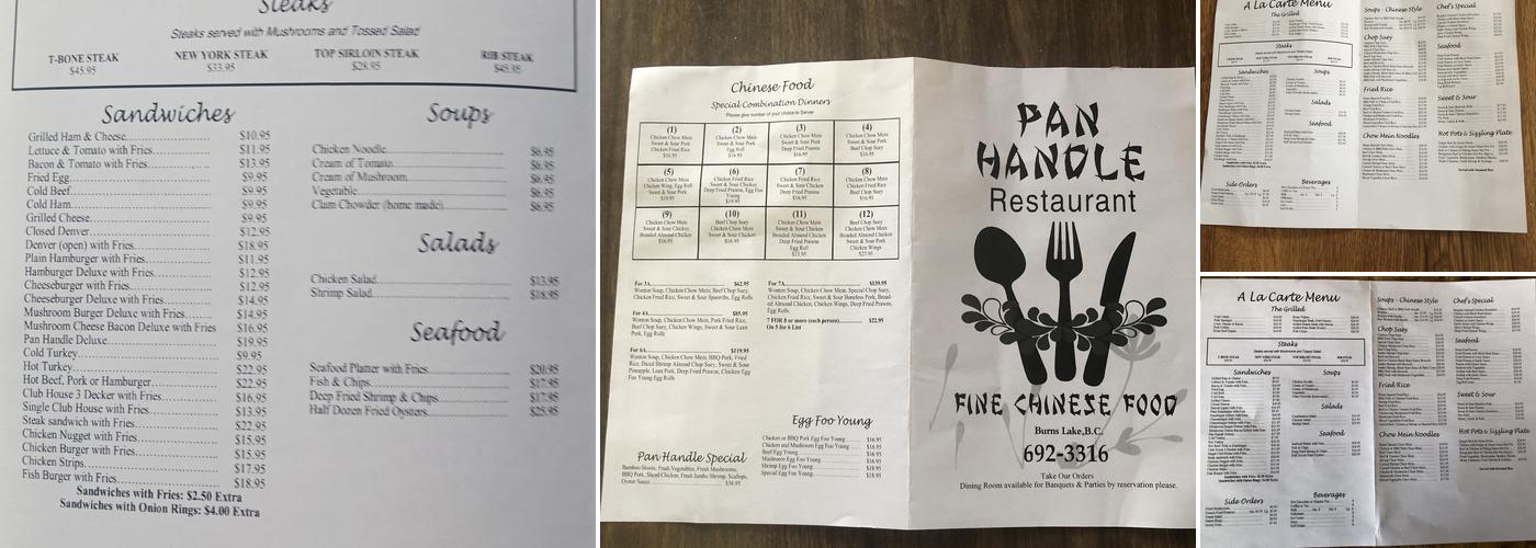Pan Handle Restaurant Menu