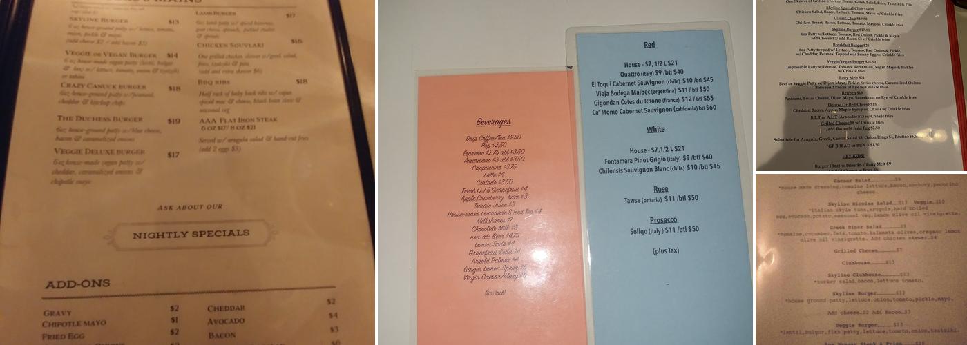 Skyline Restaurant Menu