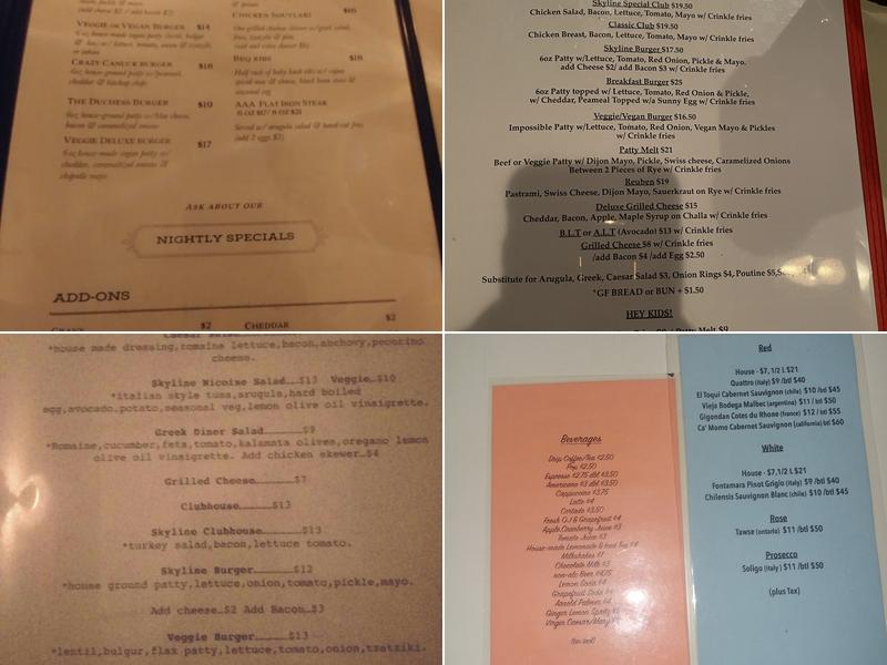 Skyline Restaurant Menu