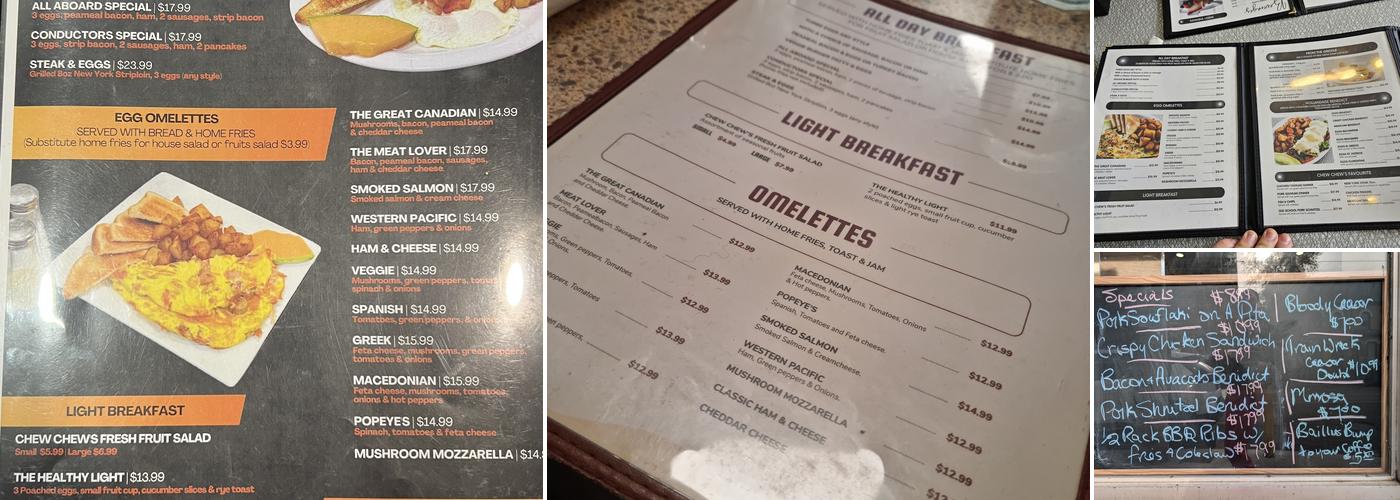 Chew Chew's Diner Menu