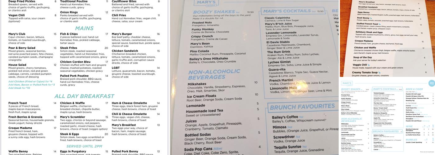 Mary's on Davie Menu