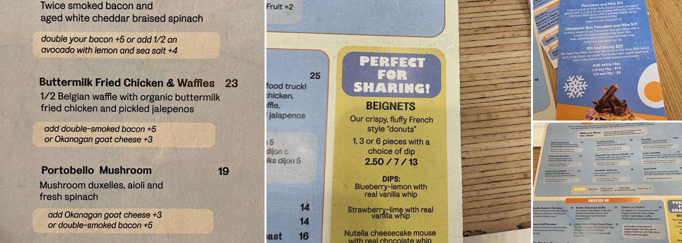 Yolks Menu