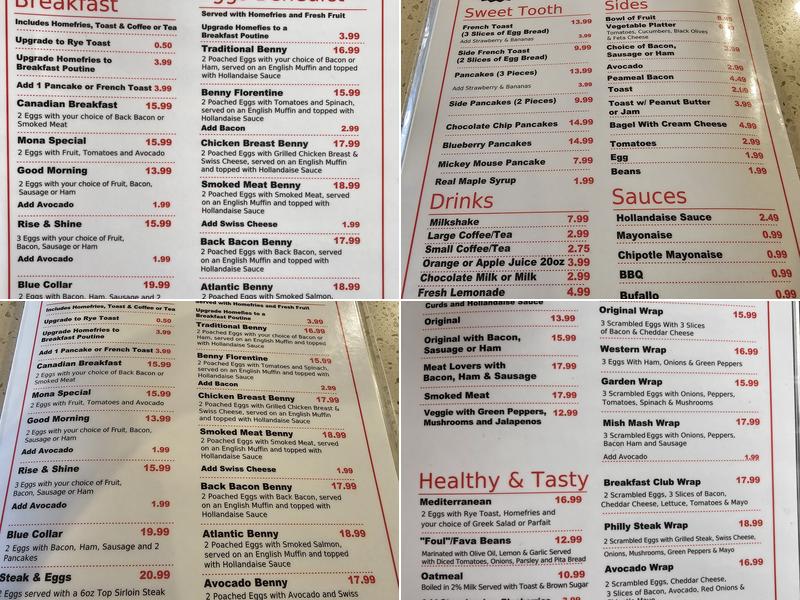Meadows Diner Menu