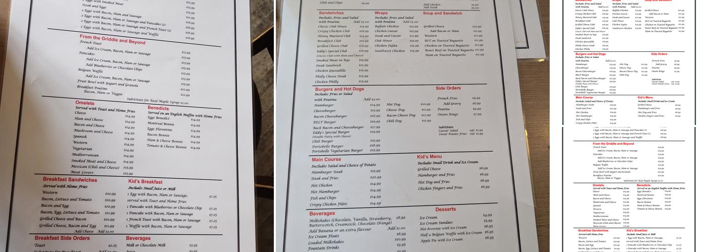 Eddy's Diner Menu