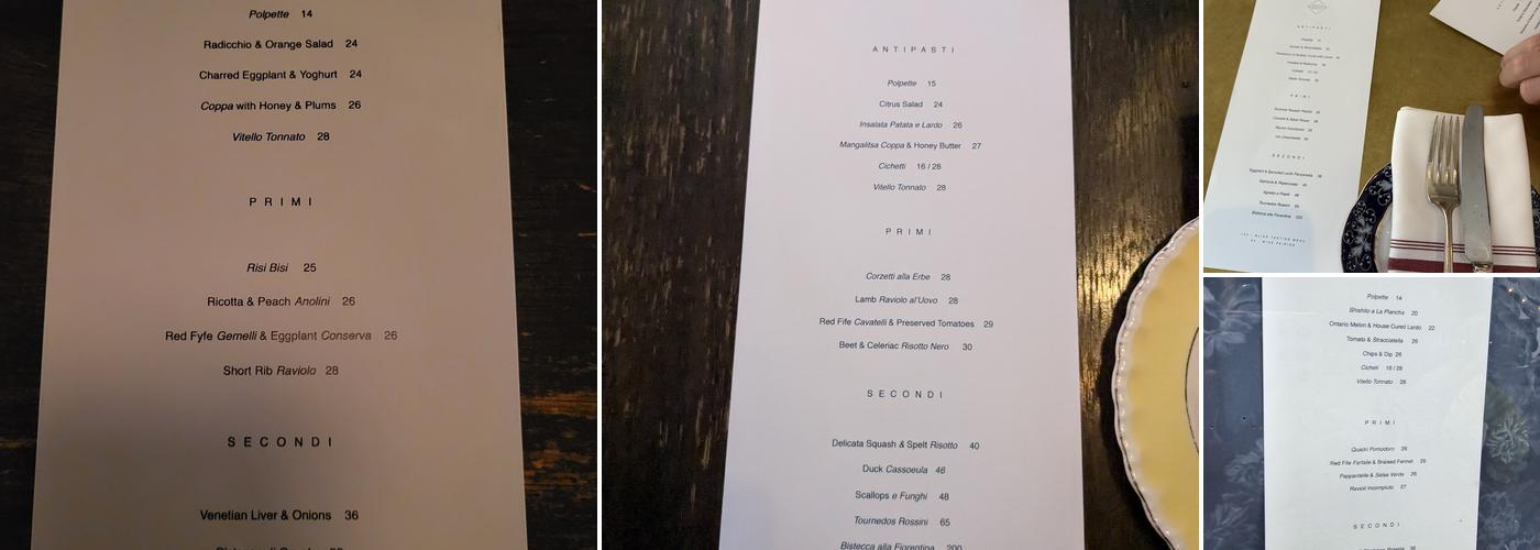 North & Navy Menu