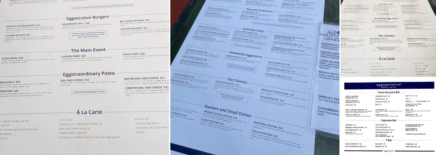 Eggspectation - Ottawa Menu