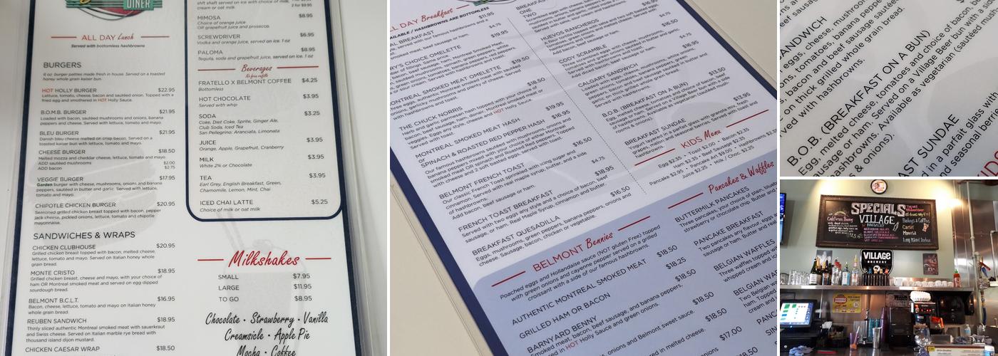 Belmont Diner Marda Loop Menu