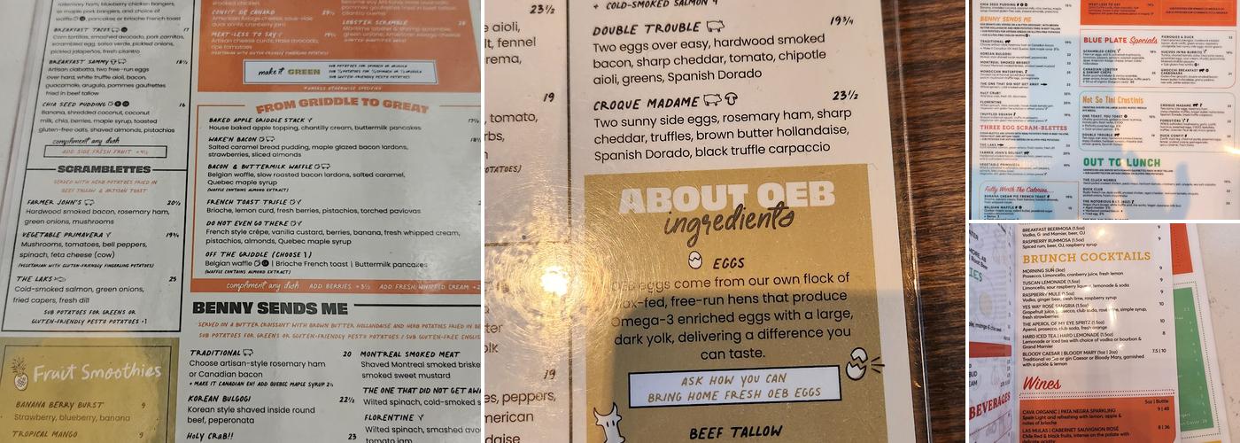 OEB Breakfast Co. Menu