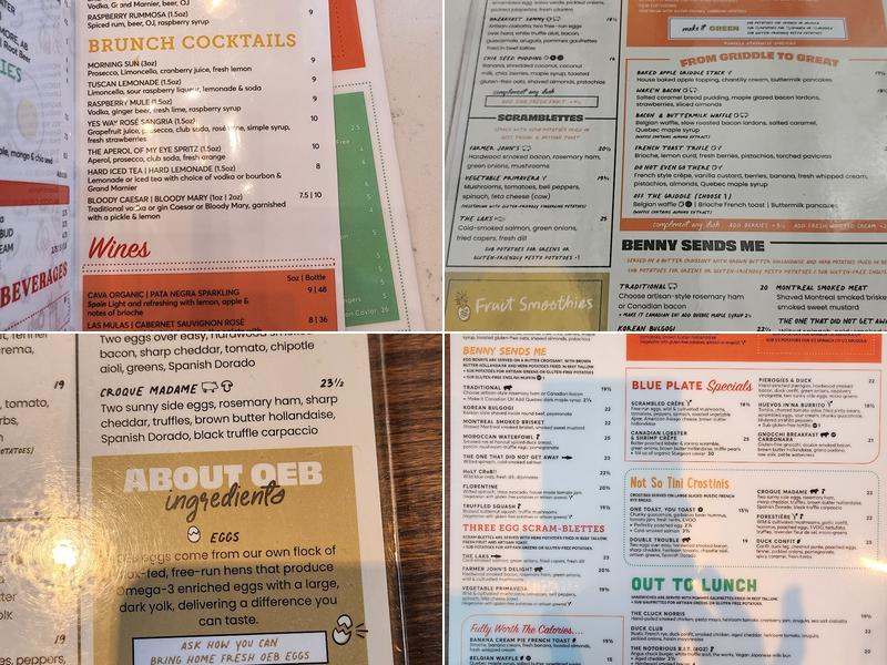 OEB Breakfast Co. Menu