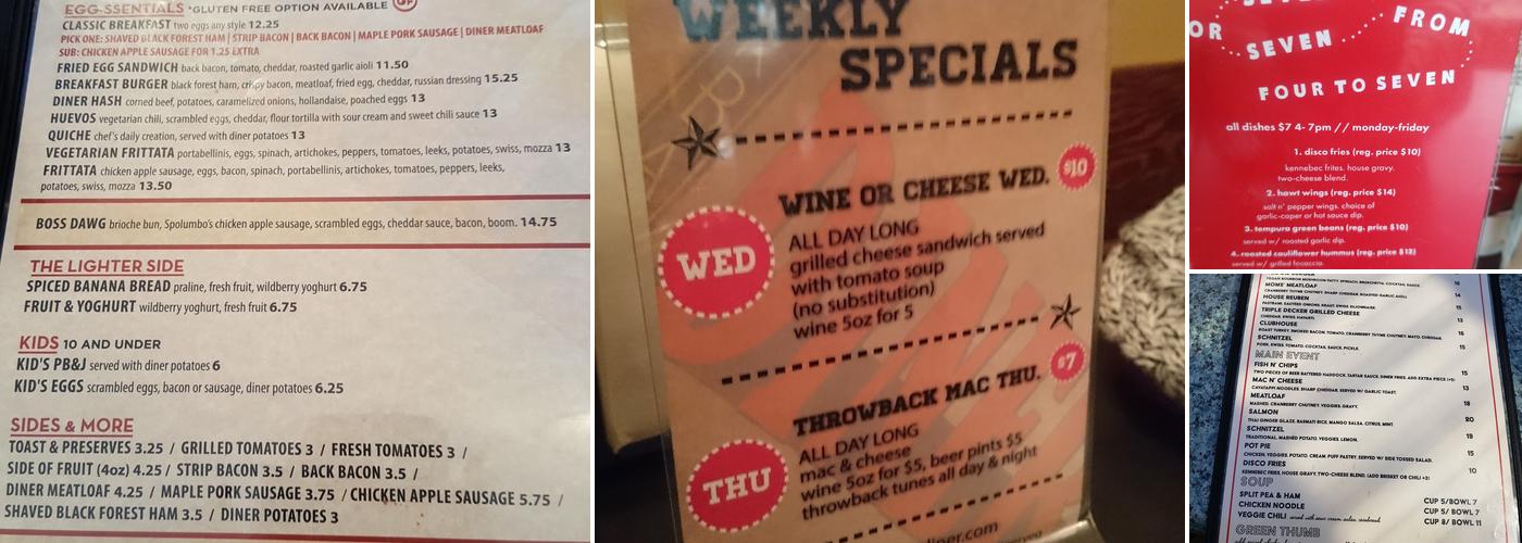 Urban Diner Menu
