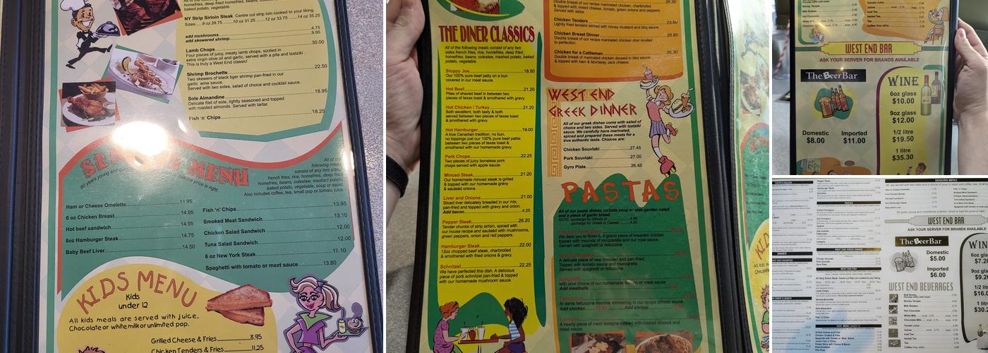 West End Diner Menu