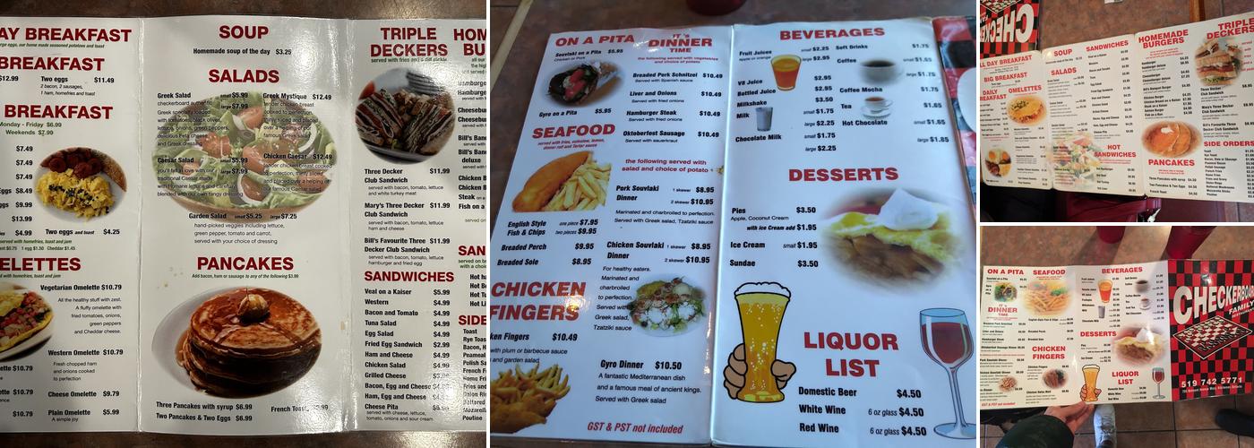 The Checkerboard Restaurant Menu