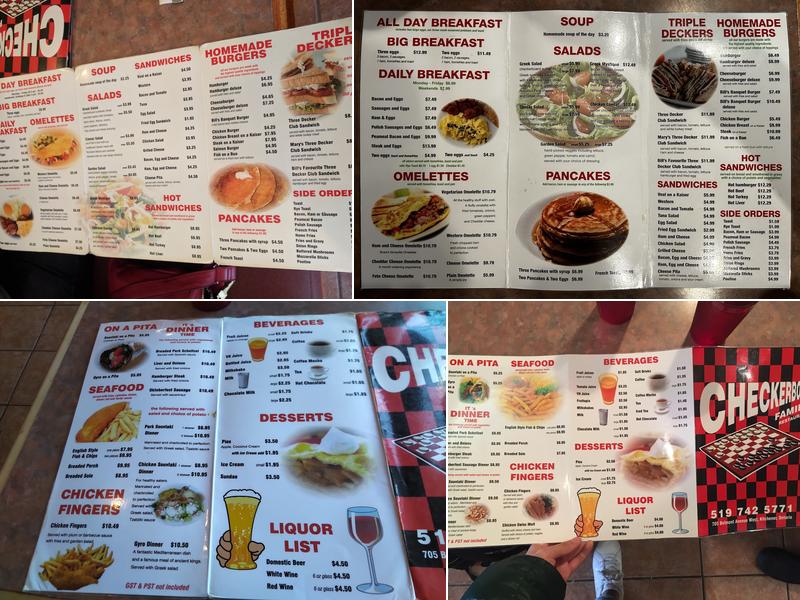 The Checkerboard Restaurant Menu