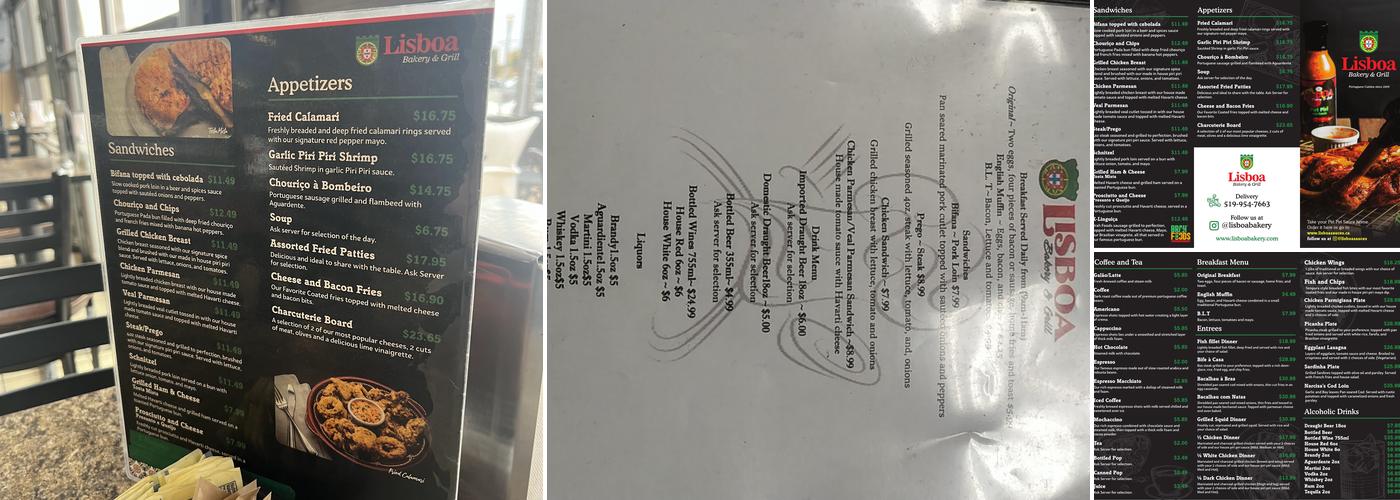 Lisboa Bakery & Grill Menu