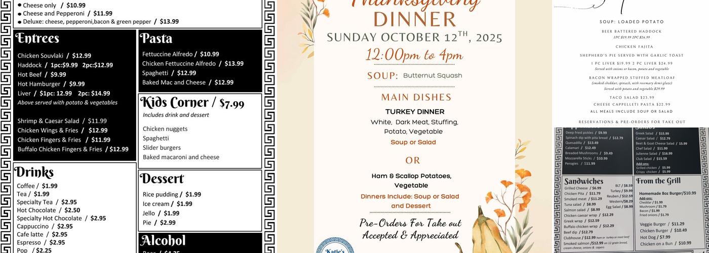 Katie's Kitchen Menu