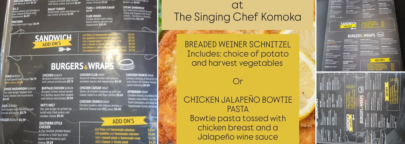 The Singing Chef Menu